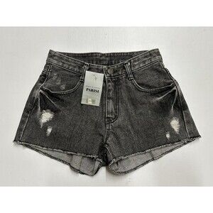 Double Button women size small denim gray short shorts with pockets